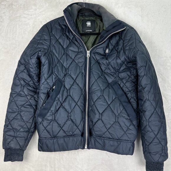 G-STAR QUILTED OVERSHIRT / Padded Bomber Jacket Men Size S Navy - Picture 1 of 13